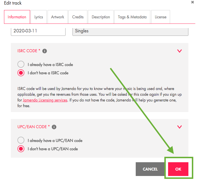 ISRC and UPC/EAN codes on Jamendo – Jamendo Artists
